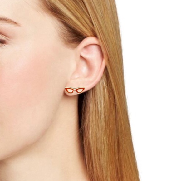 KATE SPADE • Dress The Part Red Masquerade Glasses Earrings - Picture 2 of 3